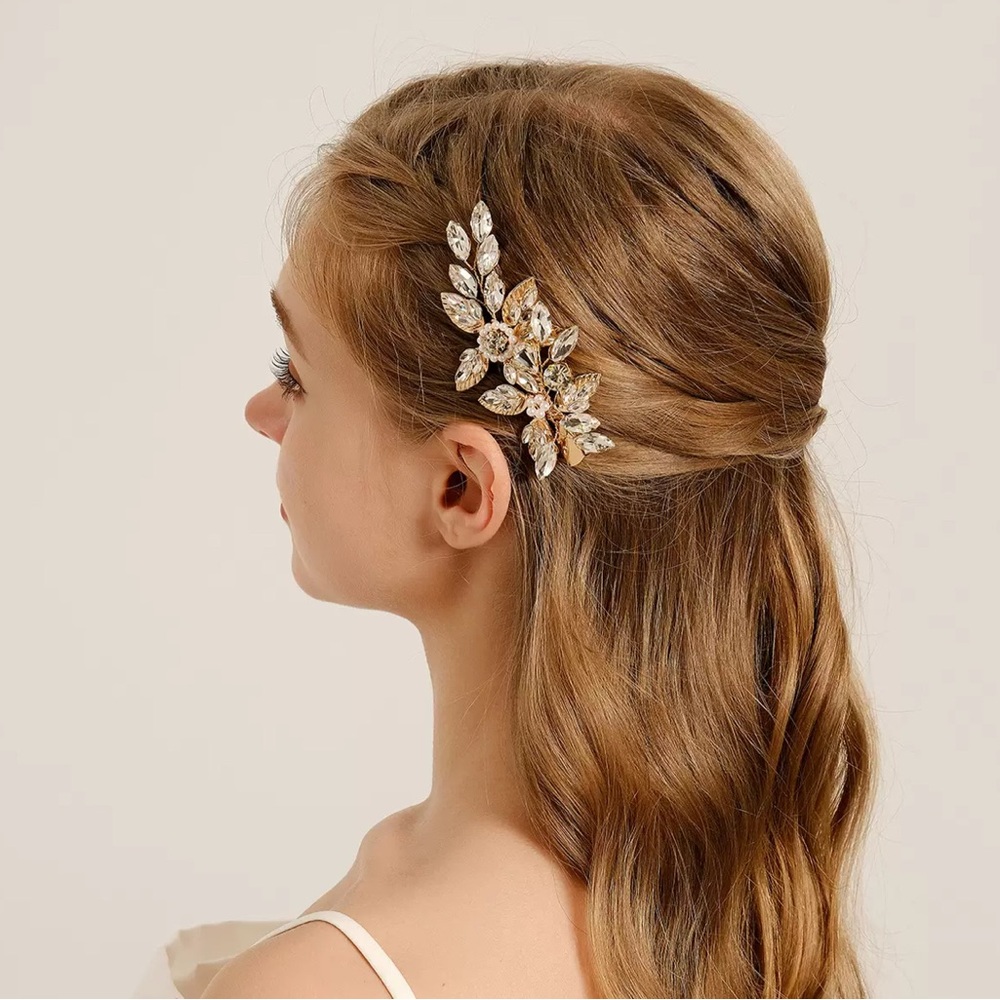 Gold/sliver Leaf Crystal Hair Accessory